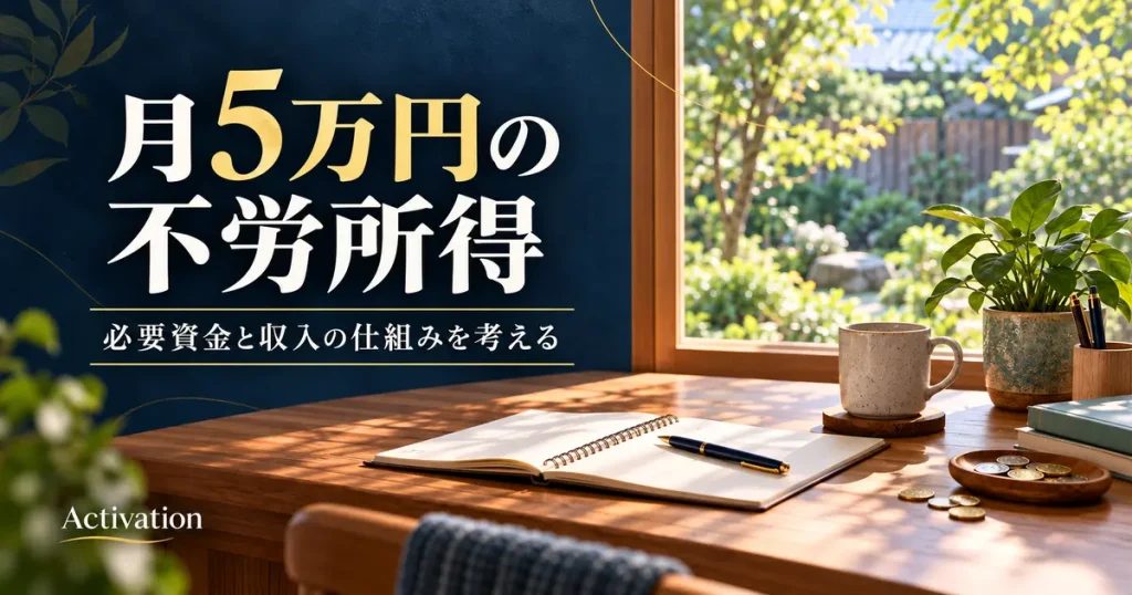 月5万円の不労所得を作るには？必要資金と収入の仕組みを考えるのアイキャッチ